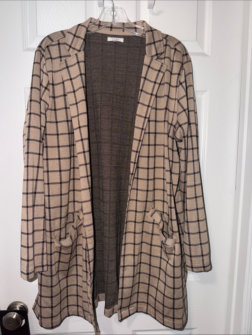Maurices Beige Plaid Open Front Blazer Jacket